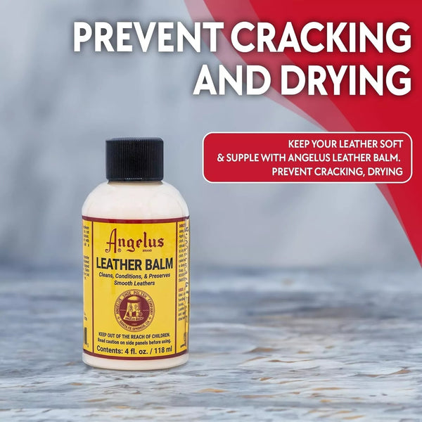 Heritage leather balm providing deep protection and conditioning for smooth leather surfaces from boots to bags