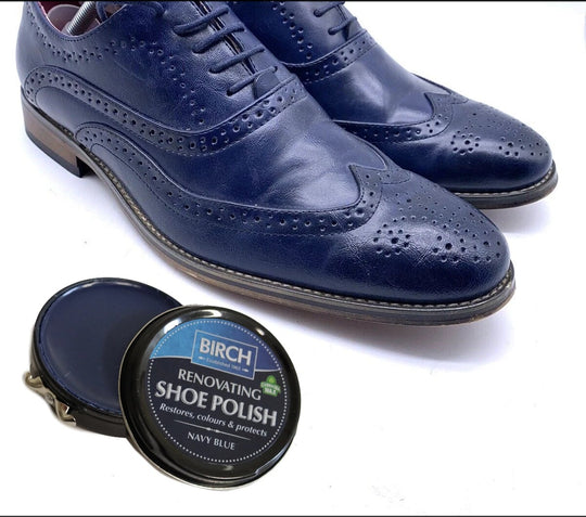 BIRCH Renovating Shoe Polish navy blue colour for leather shoe restoration and care